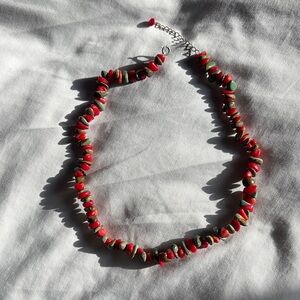 Coral and green turquoise Navajo authentic Beaded Necklace